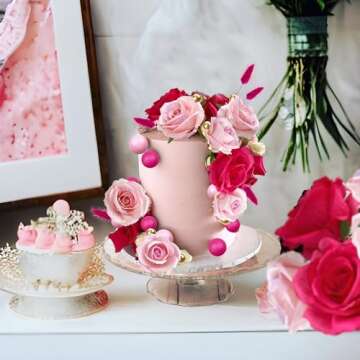 Hot Pink Girl Cake Topper Boho Flower Cake Decoration for Boho Wedding Birthday Baby Shower Girl Party Cake Decoration Supplies