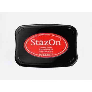 Tsukineko StazOn Ink Pad for Stamping Red, Scarlet Opaque-Air Dry, Water-Resistant, Embossing, Youth...