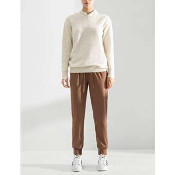 AJISAI Women's Joggers Pants Drawstring Running Sweatpants with Pockets Lounge Wear Brown M