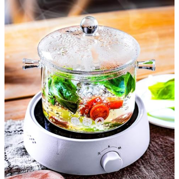 Premium 1.5L Glass Cooking Pot - Heat-Resistant Cookware Set