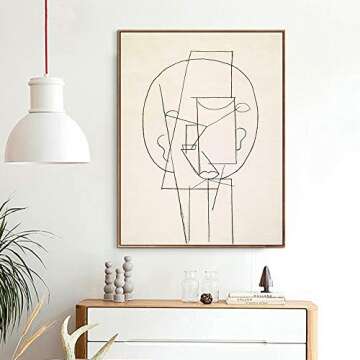 INVIN ART Framed Canvas Giclee Print Art Head 1913,by Pablo Picasso Wall Art Living Room Home Office Decorations(Wood Color Slim Frame,24"x32")