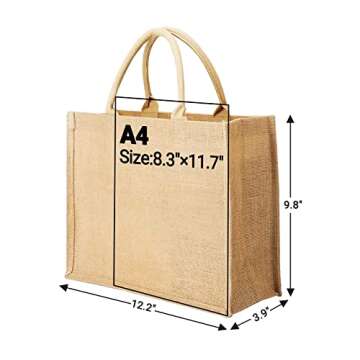 Segarty Tote Bags - 6 Pack Burlap Jute Reusable Gift Bags for Weddings, Parties, and Everyday Use