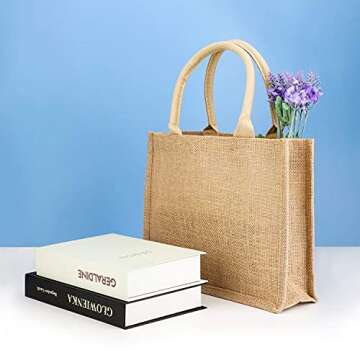 Segarty 6 Pack Burlap Jute Reusable Tote Bags for Every Occasion