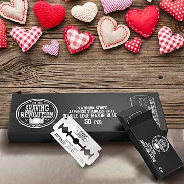 50 Count Double Edge Razor Blades - Men's Safety for Shaving Platinum Japanese Stainless Steel a Smooth, Precise and Clean Shave