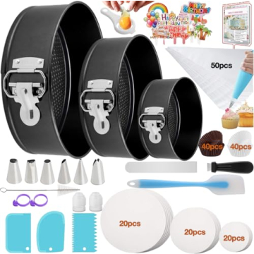 RUISENLAI 260pcs Cake Pan Set for Baking + Cake Decorating Supplies