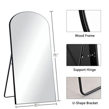 Trvone Arched Full Length Mirror 71" x 32" Wooden Frame