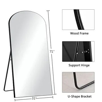 Trvone Arched Full Length Mirror 71" x 32" Wooden Frame