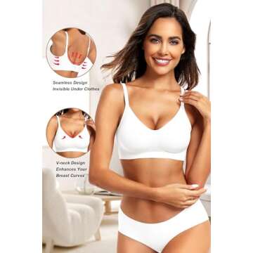 Vertvie Womens Seamless Bra No Underwire Comfort Push Up Bras Buttery Soft Wireless Bralette Full Co...