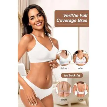 Vertvie Womens Seamless Bra No Underwire Comfort Push Up Bras Buttery Soft Wireless Bralette Full Coverage Sport Everyday Bra(White,Large)