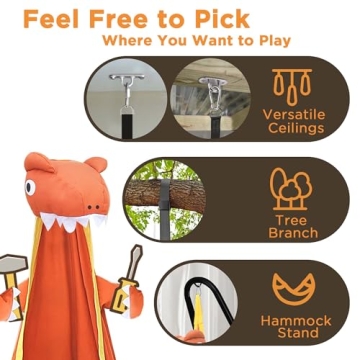 iPlay iLearn Kids Dinosaur Pod Swing for Ages 3-8
