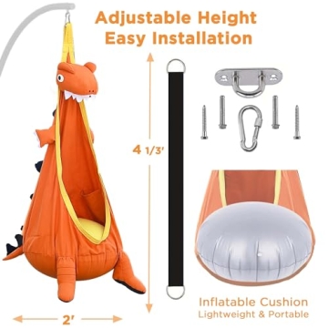 iPlay iLearn Kids Dinosaur Pod Swing for Ages 3-8