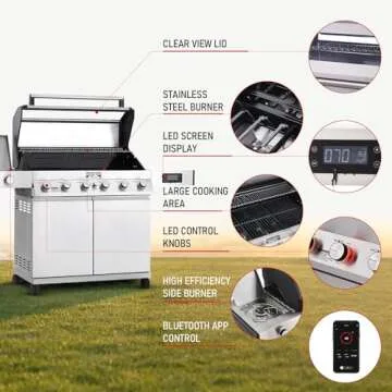 Monument Grills 6-Burner Convertible Natural Gas Smart bbq Grill Stainless Steel Denali 605 with BBQ Cover