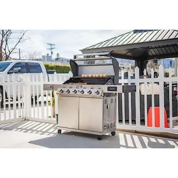 Monument Grills 6-Burner Convertible Natural Gas Smart bbq Grill Stainless Steel Denali 605 with BBQ Cover