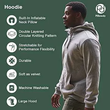 Pillowdy Full-Zip Hoodie with Built-in Neck Pillow