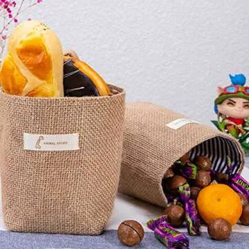 sansheng 4 Pack Wall Hanging Storage Bags Hanging Storage Bags Cotton Linen Storage Basket Foldable Wall Hanging Basket Family Organizer Box Decorative Bag (Color as Shown)3.93 * 3.93 * 5.31