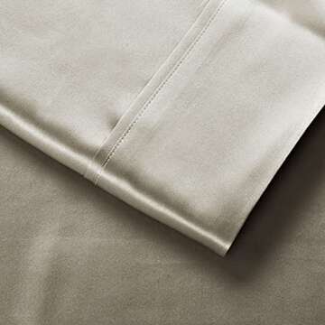 Lanest Satin Sheets Queen - Luxurious Bed Set Taupe
