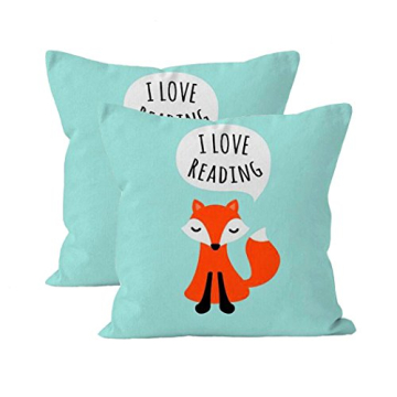 Earlyred Kids Aqua Blue Pillowcase I Love Reading 18x18