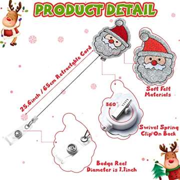 PANTIDE 8Pcs Holiday Badge Reels Love Heart Clover Bunny Embroidered Retractable Felt Name ID Card Decorative Badge Holders with Alligator Clip for Independence Thanksgiving Day Christmas Halloween