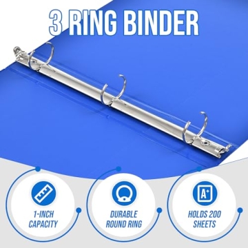 IntoJoy 1-inch 3 Ring Binder Set for School Office Home
