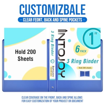 IntoJoy 1-inch 3 Ring Binder Set for School Office Home