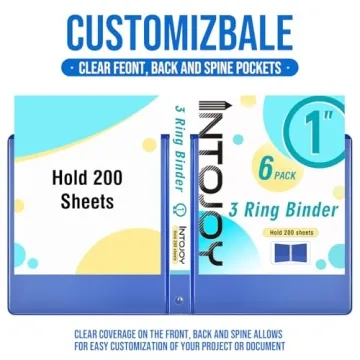 IntoJoy 1-inch 3 Ring Binder Set for School Office Home