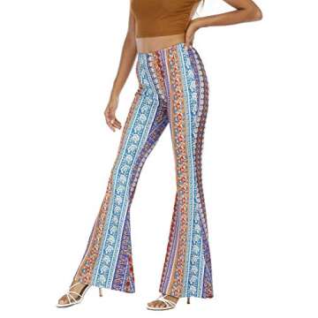 WSPLYSPJY Women's Print Stretch Bell Bottom Flare Palazzo Pants Trousers
