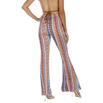 WSPLYSPJY Women's Print Stretch Bell Bottom Flare Palazzo Pants Trousers
