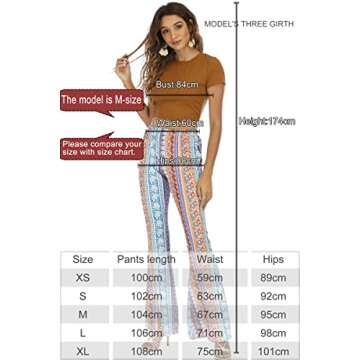 WSPLYSPJY Women's Print Stretch Bell Bottom Flare Palazzo Pants Trousers