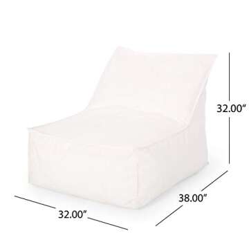 Great Deal Furniture GDFStudio Outdoor Contemporary Water Resistant Fabric Bean Bag Chair, White