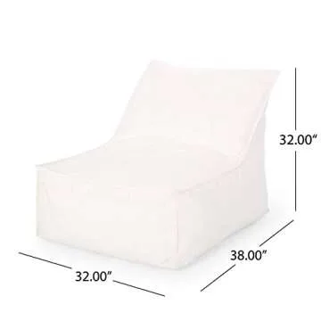 Great Deal Furniture GDFStudio Outdoor Contemporary Water Resistant Fabric Bean Bag Chair, White