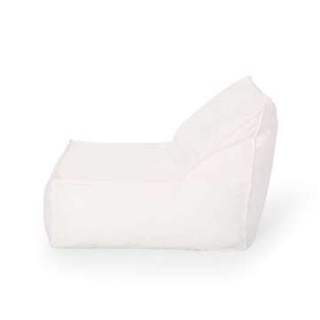 Great Deal Furniture GDFStudio Outdoor Contemporary Water Resistant Fabric Bean Bag Chair, White
