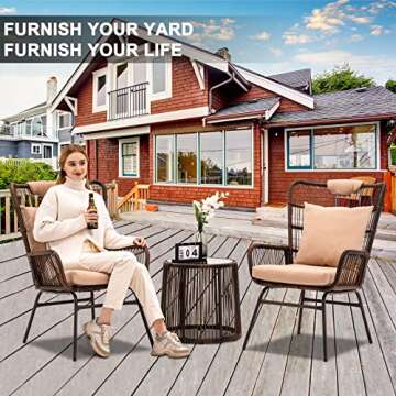 Amopatio Patio Bistro Set - 3 Pieces of Stylish Outdoor Seating with Cushions