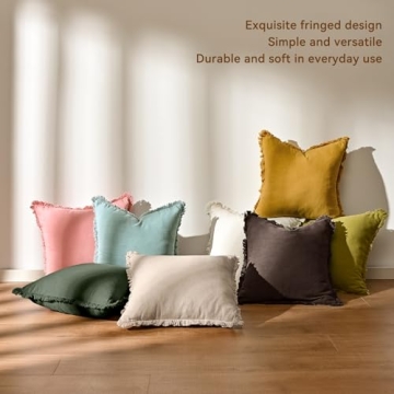 Stylish AmHoo Linen Pillow Covers with Tassels for Home
