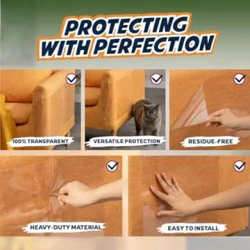 Panther Armor 10-Pack Furniture Protectors from Cats, w/ 60 Pins (Optional for Extra Security), Couch Protector for Cats, Anti Cat Scratch Furniture Guards, Sofa Corner Scratching Training Tape