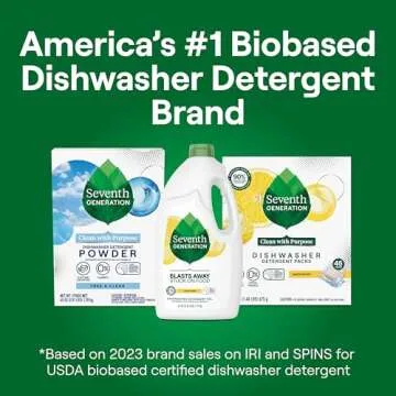 Seventh Generation Dishwasher Detergent Gel Liquid Soap Lemon Scent Dish Detergent 42 oz, Pack of 6