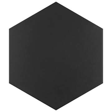 Merola Tile Apini Hex Matte Black 9-1/8" x 10-1/2" Porcelain Floor and Wall Tile