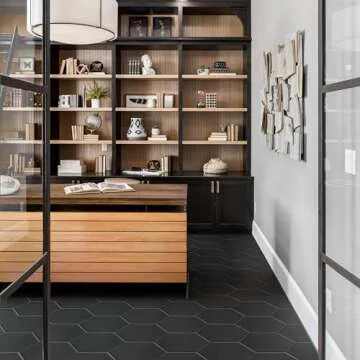 Merola Tile Apini Hex Matte Black 9-1/8" x 10-1/2" Porcelain Floor and Wall Tile