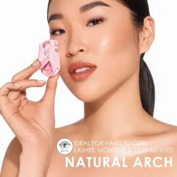 JAPONESQUE Travel Eyelash Curler, Pink - Plastic Eyelash Curlers for Travel Makeup, Go Curl Lash Cur...