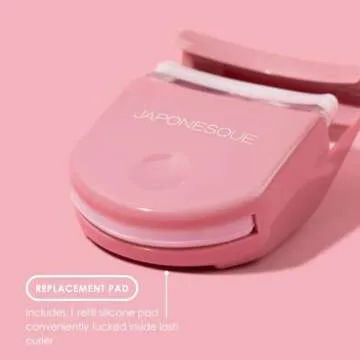 JAPONESQUE Travel Eyelash Curler, Pink - Plastic Eyelash Curlers for Travel Makeup, Go Curl Lash Curler with Bonus Replacement Lash Pad - 1 Pack
