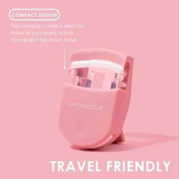 JAPONESQUE Travel Eyelash Curler, Pink - Plastic Eyelash Curlers for Travel Makeup, Go Curl Lash Curler with Bonus Replacement Lash Pad - 1 Pack