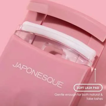 JAPONESQUE Travel Eyelash Curler, Pink - Plastic Eyelash Curlers for Travel Makeup, Go Curl Lash Curler with Bonus Replacement Lash Pad - 1 Pack