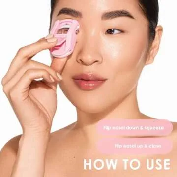 JAPONESQUE Travel Eyelash Curler, Pink - Plastic Eyelash Curlers for Travel Makeup, Go Curl Lash Curler with Bonus Replacement Lash Pad - 1 Pack