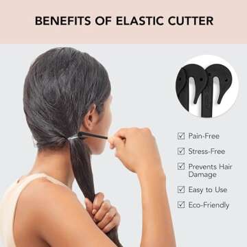 Kitsch Hair Tie Cutter - Easy To Use, Pain Free, No Hair Damage | Ponytail Cutter Tool for Kids & Toddlers | Elastic Ties Remover, 3pc Black