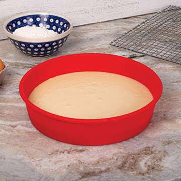 Mrs. Anderson's Baking Silicone 9-Inch Round Cake Pan, BPA Free, Non-Stick European-Grade Silicone, 9.5 x 2.25-Inches