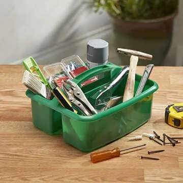 ECR4Kids Large 2 Compartment Plastic School Art Caddy, Assorted (4-Pack)