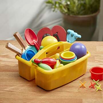 ECR4Kids Large 2 Compartment Plastic School Art Caddy, Assorted (4-Pack)