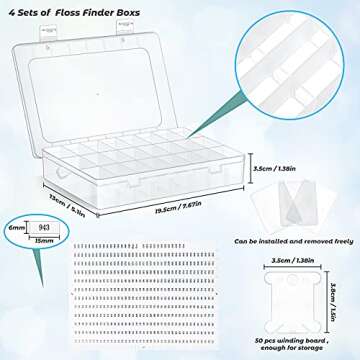 Queekay Embroidery Floss Organizer Box Set, Includes Compartments Cross Stitch Organizer Box, Plasti...