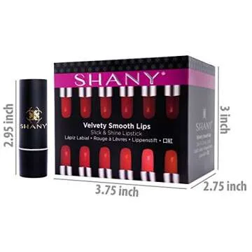 SHANY Slick & Shine Multi-Colored Lipstick Set - 12 Matte Lip Colors Long Lasting & Moisturizing Lip Shades In A Premium Packaging Gift Box with Vitamin E and Aloe Vera.