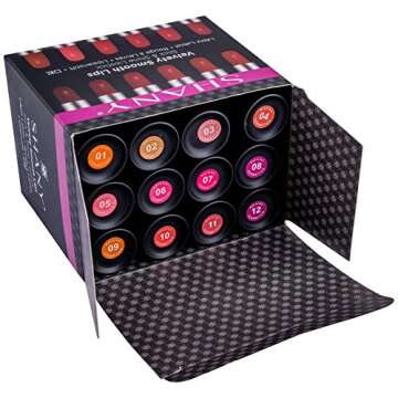 SHANY Slick & Shine Multi-Colored Lipstick Set - 12 Matte Lip Colors Long Lasting & Moisturizing Lip Shades In A Premium Packaging Gift Box with Vitamin E and Aloe Vera.