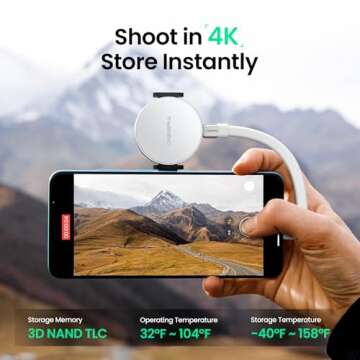 DIGIERA 2TB Magnetic Portable SSD, External SSD with Type-C USB 3.2 Gen 2x2, Speeds Up to 2000MB/s, Compact & Durable, Compatible with iPhone 15/16 Series, Galaxy S24/S23, Tablet, Computer, White